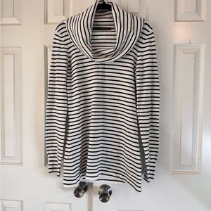 French Connection Black and White Striped Cowl Neck Sweater Size Medium